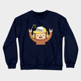 Cute Monkey Loves Listening To Music Crewneck Sweatshirt